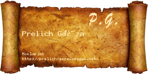 Prelich Géza névjegykártya